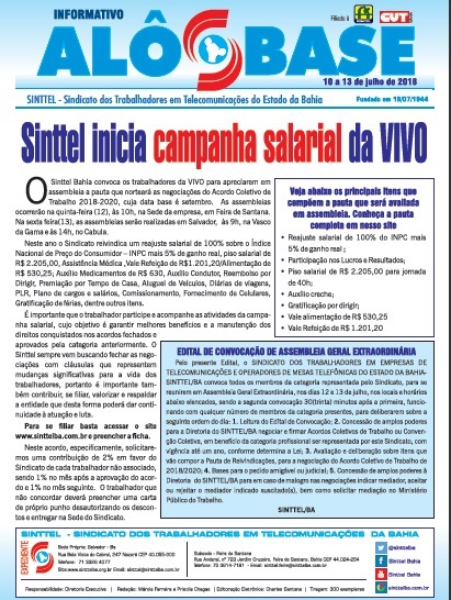 Sinttel inicia campanha salarial da VIVO 